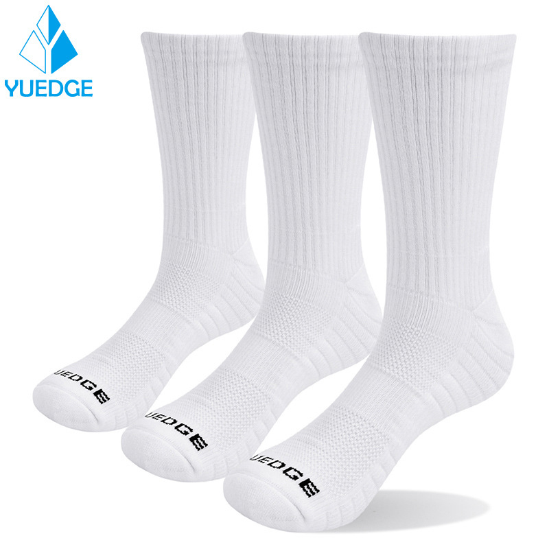 YUEDGE 12 Pairs Combed Cotton Towel Sports Socks Men Women Long-barreled Hiking Socks Running Socks Basketball Travel Socks